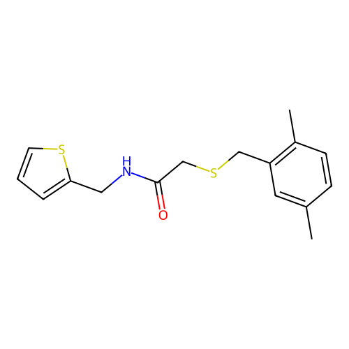 2-[(2,5-dimethylphenyl)methylsulfanyl]-N-(thiophen-2-ylmethyl)acetamide structure