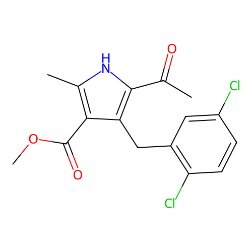 methyl 5-acetyl-4-[(2,5-dichlorophenyl)methyl]-2-methyl-1H-pyrrole-3-carboxylate structure