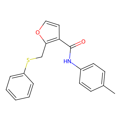 N-(4-methylphenyl)-2-[(phenylsulfanyl)methyl]furan-3-carboxamide structure