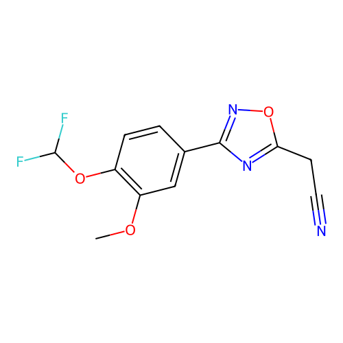 2-{3-[4-(Difluoromethoxy)-3-methoxyphenyl]-1,2,4-oxadiazol-5-yl}acetonitrile structure