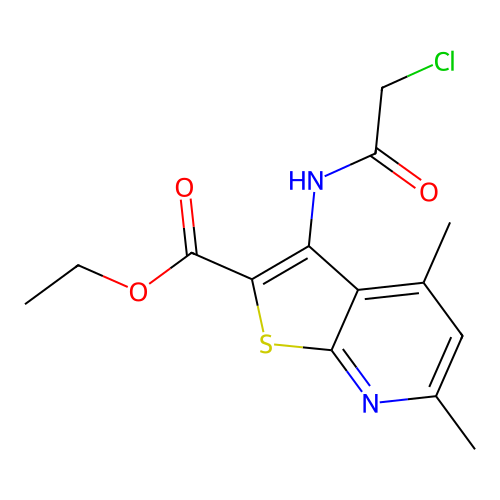 Ethyl 3-((2-chloroacetyl)amino)-4,6-dimethylthieno(2,3-b)pyridine-2-carboxylate structure