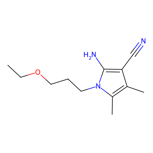 2-amino-1-(3-ethoxypropyl)-4,5-dimethyl-1H-pyrrole-3-carbonitrile structure