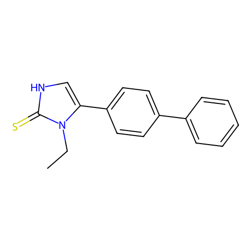 1-ethyl-5-(4-phenylphenyl)-1H-imidazole-2-thiol structure