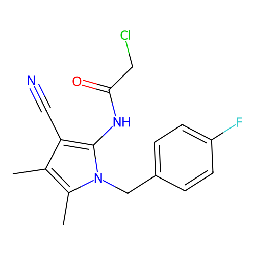 2-chloro-N-[3-cyano-1-(4-fluorobenzyl)-4,5-dimethyl-1H-pyrrol-2-yl]acetamide structure