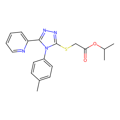 Methylethyl 2-[4-(4-methylphenyl)-5-(2-pyridyl)-1,2,4-triazol-3-ylthio]acetate structure