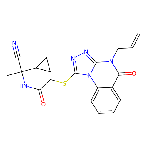 N-(1-cyano-1-cyclopropylethyl)-2-{[5-oxo-4-(prop-2-en-1-yl)-4H,5H-[1,2,4]triazolo[4,3-a]quinazolin-1-yl]sulfanyl}acetamide structure
