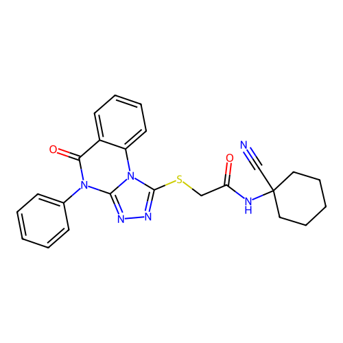 N-(1-cyanocyclohexyl)-2-({5-oxo-4-phenyl-4H,5H-[1,2,4]triazolo[4,3-a]quinazolin-1-yl}sulfanyl)acetamide structure