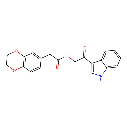 2-(1H-Indol-3-yl)-2-oxoethyl 2,3-dihydro-1,4-benzodioxin-6-acetate structure