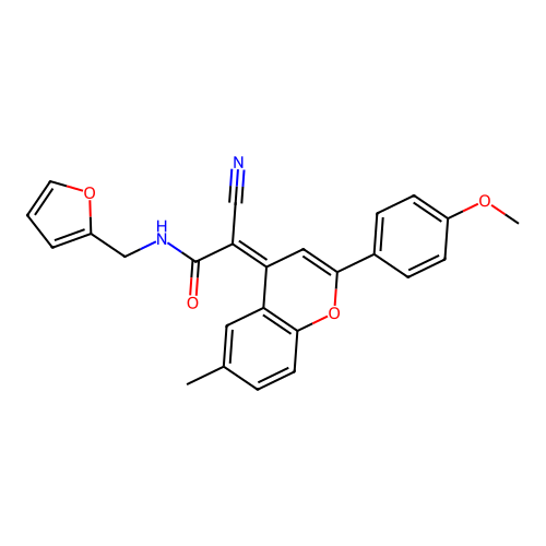 2-cyano-N-(furan-2-ylmethyl)-2-[2-(4-methoxyphenyl)-6-methylchromen-4-ylidene]acetamide structure