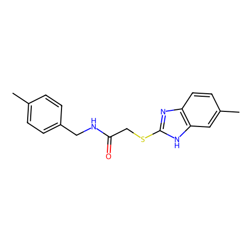 2-[(6-methyl-1H-benzimidazol-2-yl)sulfanyl]-N-[(4-methylphenyl)methyl]acetamide structure