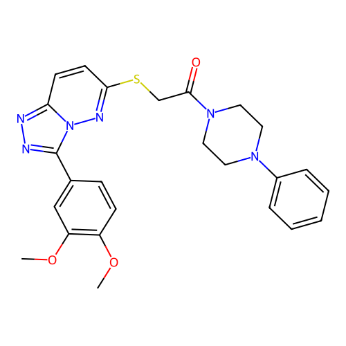 2-((3-(3,4-dimethoxyphenyl)-[1,2,4]triazolo[4,3-b]pyridazin-6-yl)thio)-1-(4-phenylpiperazin-1-yl)ethanone structure