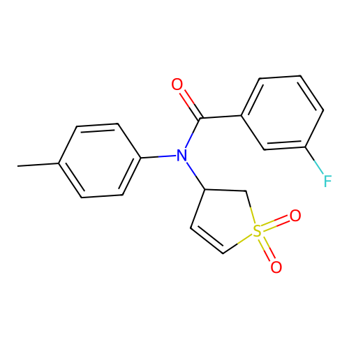 N-(1,1-dioxo-2,3-dihydrothiophen-3-yl)-3-fluoro-N-(4-methylphenyl)benzamide structure