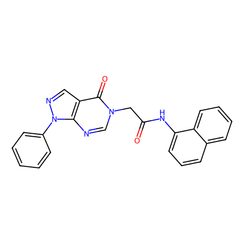 N-naphthalen-1-yl-2-(4-oxo-1-phenylpyrazolo[3,4-d]pyrimidin-5-yl)acetamide structure