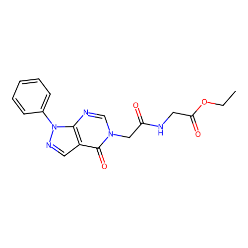 Ethyl 2-[[2-(4-oxo-1-phenylpyrazolo[3,4-d]pyrimidin-5-yl)acetyl]amino]acetate structure