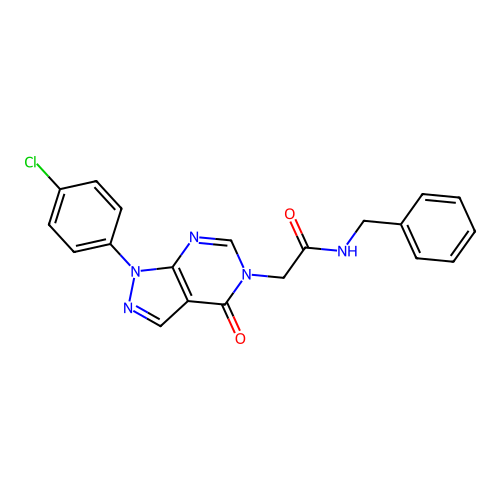 N-benzyl-2-[1-(4-chlorophenyl)-4-oxopyrazolo[3,4-d]pyrimidin-5-yl]acetamide structure
