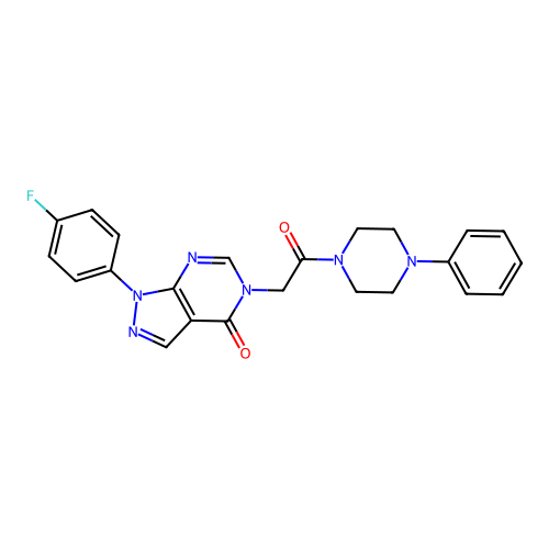1-(4-fluorophenyl)-5-[2-oxo-2-(4-phenylpiperazin-1-yl)ethyl]pyrazolo[3,4-d]pyrimidin-4-one structure