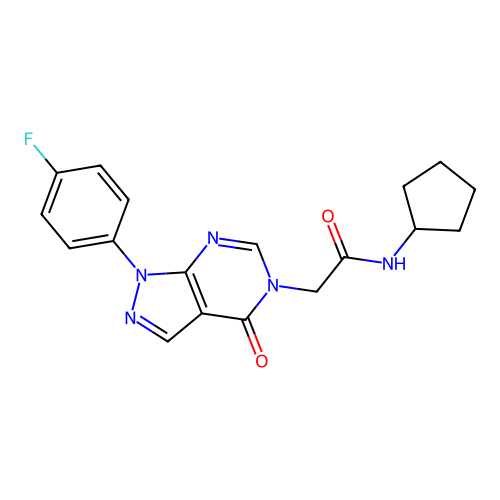 N-cyclopentyl-2-[1-(4-fluorophenyl)-4-oxopyrazolo[3,4-d]pyrimidin-5-yl]acetamide structure