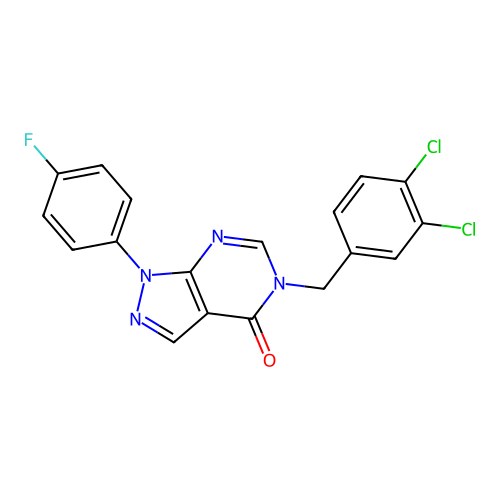 5-[(3,4-Dichlorophenyl)methyl]-1-(4-fluorophenyl)pyrazolo[3,4-d]pyrimidin-4-one structure