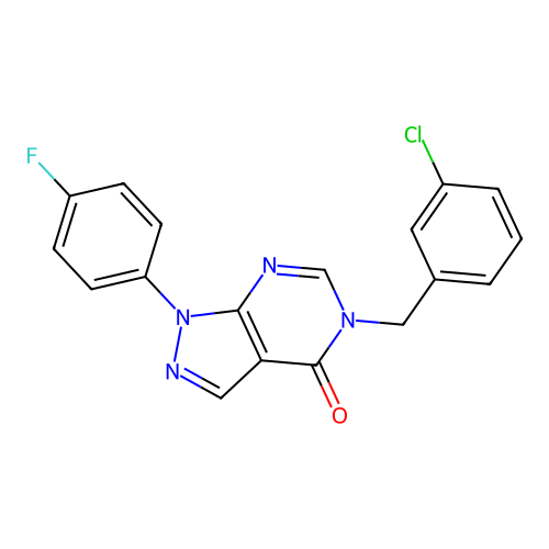 5-[(3-Chlorophenyl)methyl]-1-(4-fluorophenyl)pyrazolo[3,4-d]pyrimidin-4-one structure