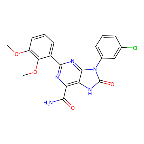 9-(3-chlorophenyl)-2-(2,3-dimethoxyphenyl)-8-oxo-8,9-dihydro-7H-purine-6-carboxamide structure