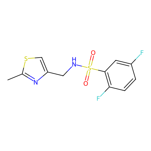 2,5-difluoro-N-[(2-methyl-1,3-thiazol-4-yl)methyl]benzene-1-sulfonamide structure