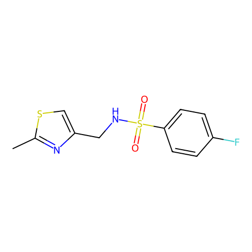 4-fluoro-N-[(2-methyl-1,3-thiazol-4-yl)methyl]benzenesulfonamide structure