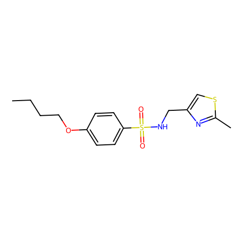 4-butoxy-N-((2-methylthiazol-4-yl)methyl)benzenesulfonamide structure