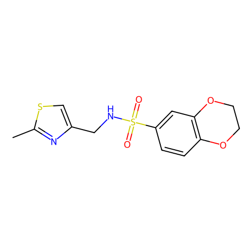 N-[(2-methyl-1,3-thiazol-4-yl)methyl]-2,3-dihydro-1,4-benzodioxine-6-sulfonamide structure