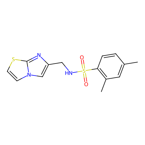 N-(imidazo[2,1-b][1,3]thiazol-6-ylmethyl)-2,4-dimethylbenzenesulfonamide structure