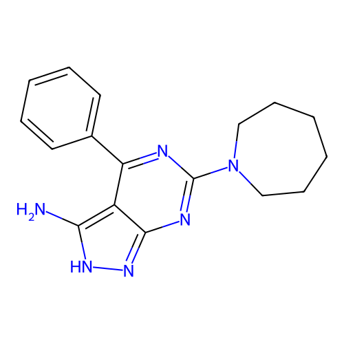 6-(azepan-1-yl)-4-phenyl-1H-pyrazolo[3,4-d]pyrimidin-3-amine structure