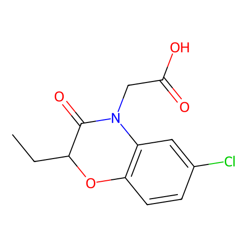 (6-chloro-2-ethyl-3-oxo-2,3-dihydro-4H-1,4-benzoxazin-4-yl)acetic acid structure