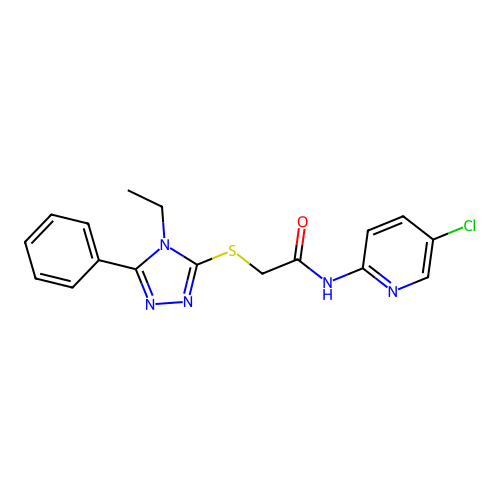 N-(5-chloropyridin-2-yl)-2-[(4-ethyl-5-phenyl-1,2,4-triazol-3-yl)sulfanyl]acetamide structure
