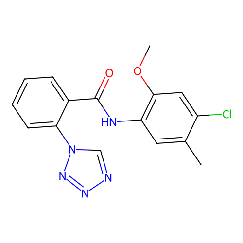 N-(4-chloro-2-methoxy-5-methylphenyl)-2-(tetrazol-1-yl)benzamide structure