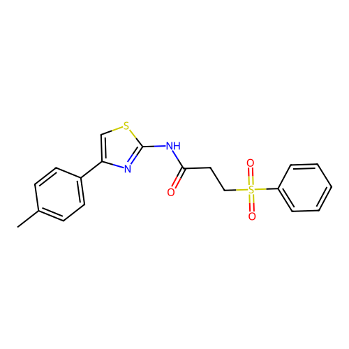 3-(benzenesulfonyl)-N-[4-(4-methylphenyl)-1,3-thiazol-2-yl]propanamide structure