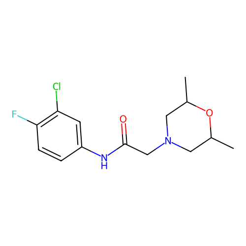 N-(3-chloro-4-fluorophenyl)-2-(2,6-dimethylmorpholin-4-yl)acetamide structure