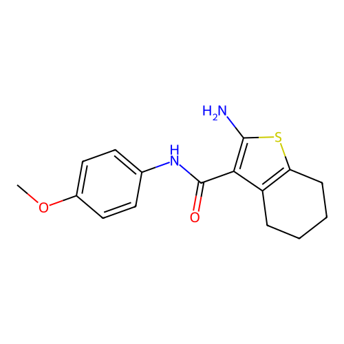 2-amino-N-(4-methoxyphenyl)-4,5,6,7-tetrahydro-1-benzothiophene-3-carboxamide structure