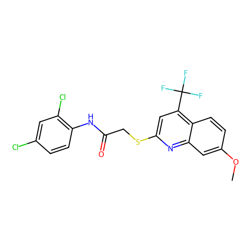 N-(2,4-dichlorophenyl)-2-{[7-methoxy-4-(trifluoromethyl)quinolin-2-yl]sulfanyl}acetamide structure