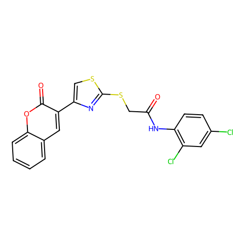 N-(2,4-dichlorophenyl)-2-{[4-(2-oxo-2H-chromen-3-yl)-1,3-thiazol-2-yl]sulfanyl}acetamide structure