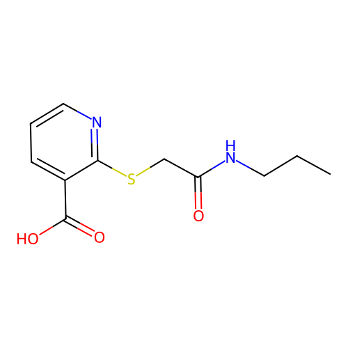 2-{[(Propylcarbamoyl)methyl]sulfanyl}pyridine-3-carboxylic acid structure