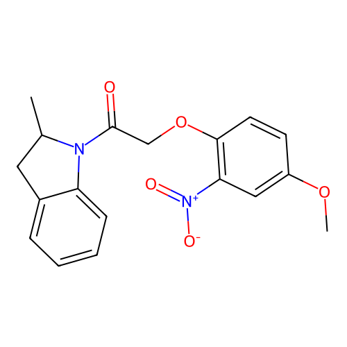 2-(4-Methoxy-2-nitrophenoxy)-1-(2-methyl-2,3-dihydroindol-1-yl)ethanone structure