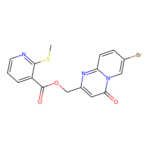 (7-Bromo-4-oxo-4H-pyrido[1,2-a]pyrimidin-2-yl)methyl 2-(methylthio)nicotinate structure