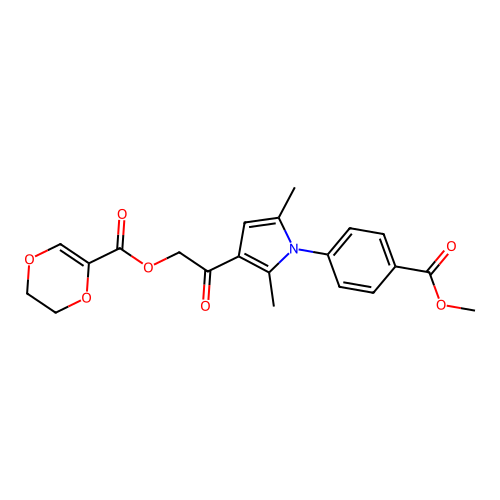 [2-[1-(4-methoxycarbonylphenyl)-2,5-dimethylpyrrol-3-yl]-2-oxoethyl] 2,3-dihydro-1,4-dioxine-5-carboxylate structure