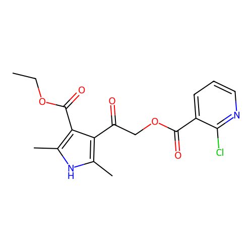 [2-(4-ethoxycarbonyl-2,5-dimethyl-1H-pyrrol-3-yl)-2-oxoethyl] 2-chloropyridine-3-carboxylate structure