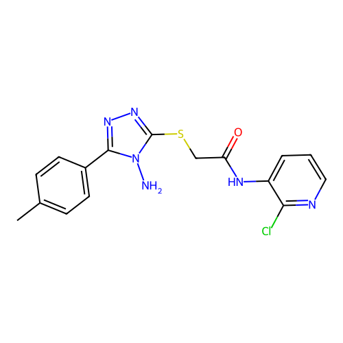 2-[[4-amino-5-(4-methylphenyl)-1,2,4-triazol-3-yl]sulfanyl]-N-(2-chloropyridin-3-yl)acetamide structure