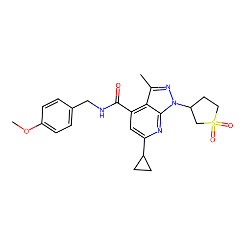 6-cyclopropyl-1-(1,1-dioxidotetrahydrothiophen-3-yl)-N-(4-methoxybenzyl)-3-methyl-1H-pyrazolo[3,4-b]pyridine-4-carboxamide structure
