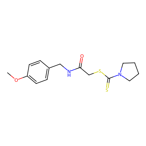 [2-[(4-Methoxyphenyl)methylamino]-2-oxoethyl] pyrrolidine-1-carbodithioate structure