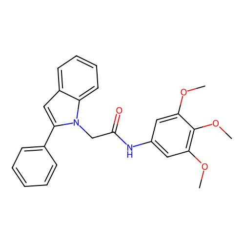 2-(2-phenyl-1H-indol-1-yl)-N-(3,4,5-trimethoxyphenyl)acetamide structure