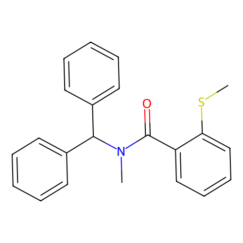 N-benzhydryl-N-methyl-2-methylsulfanylbenzamide structure