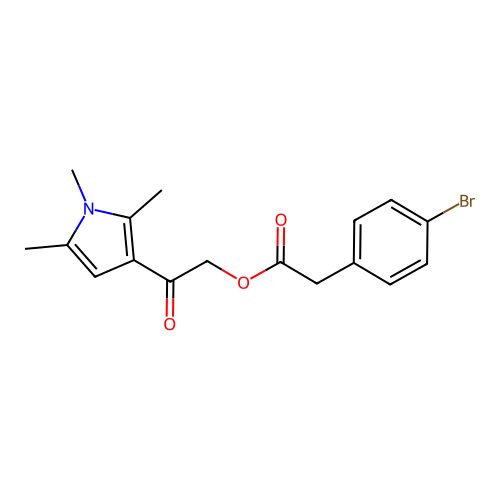 [2-Oxo-2-(1,2,5-trimethylpyrrol-3-yl)ethyl] 2-(4-bromophenyl)acetate structure