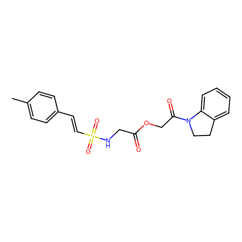 2-(2,3-dihydro-1H-indol-1-yl)-2-oxoethyl 2-[2-(4-methylphenyl)ethenesulfonamido]acetate structure